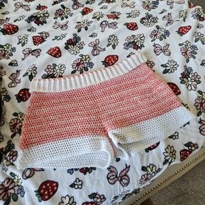 Crochet Pink and White Women Shorts